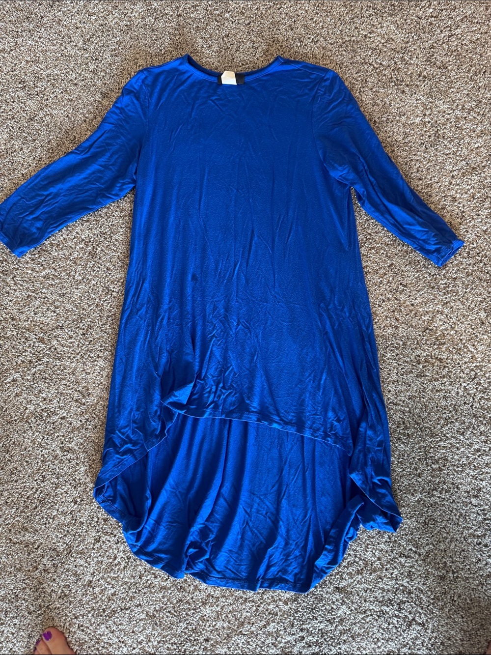 Elegant High-Low Tunic Dress in Royal Blue